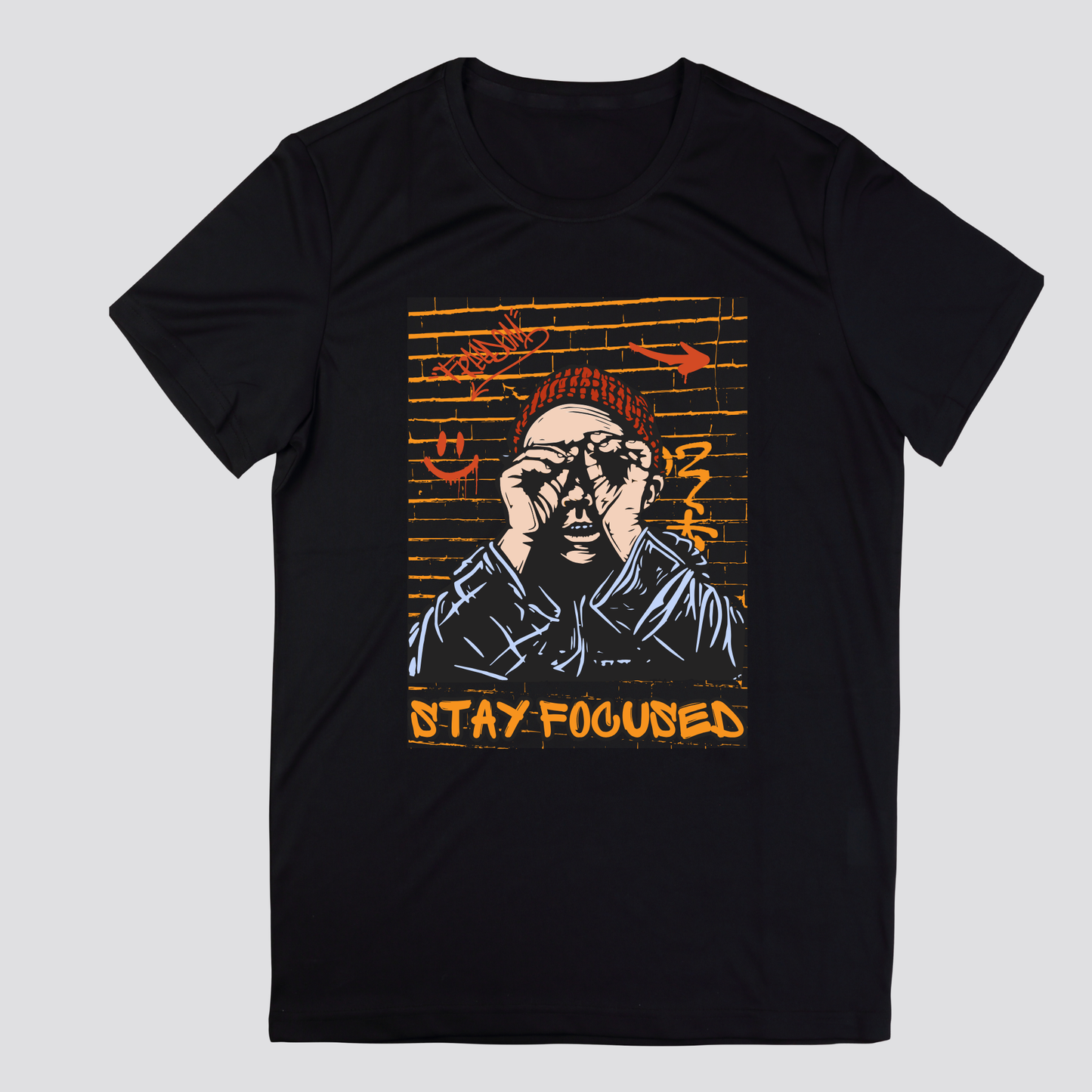 Stay Focused T-Shirt – Street Art Style Men’s Graphic Tee | Urban Graffiti Black Unisex Fit
