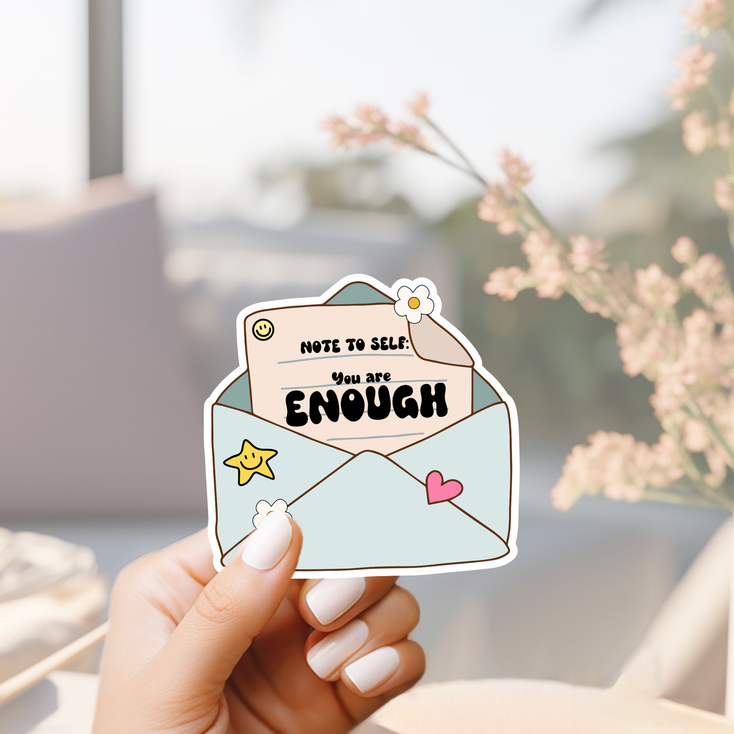 you are enough cute envelope reminder sticker