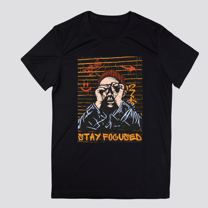 Stay Focused T-Shirt – Street Art Style Men’s Graphic Tee | Urban Graffiti Black Unisex Fit