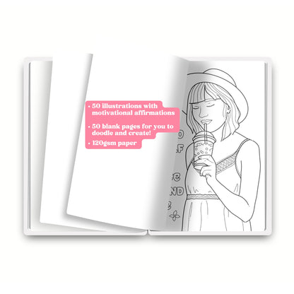 Empower & Unwind – Women’s Empowering Adult Coloring Book with 50 Affirmations & Female Illustrations (Spiral-Bound & Hardback)