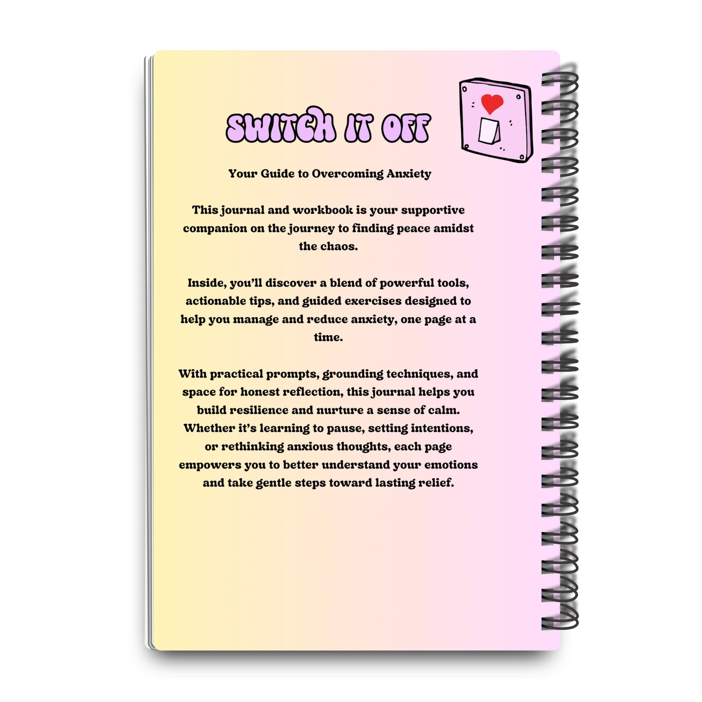 Anxiety OFF  - Retro Style Spiral Bound Hardback Journal and Workbook