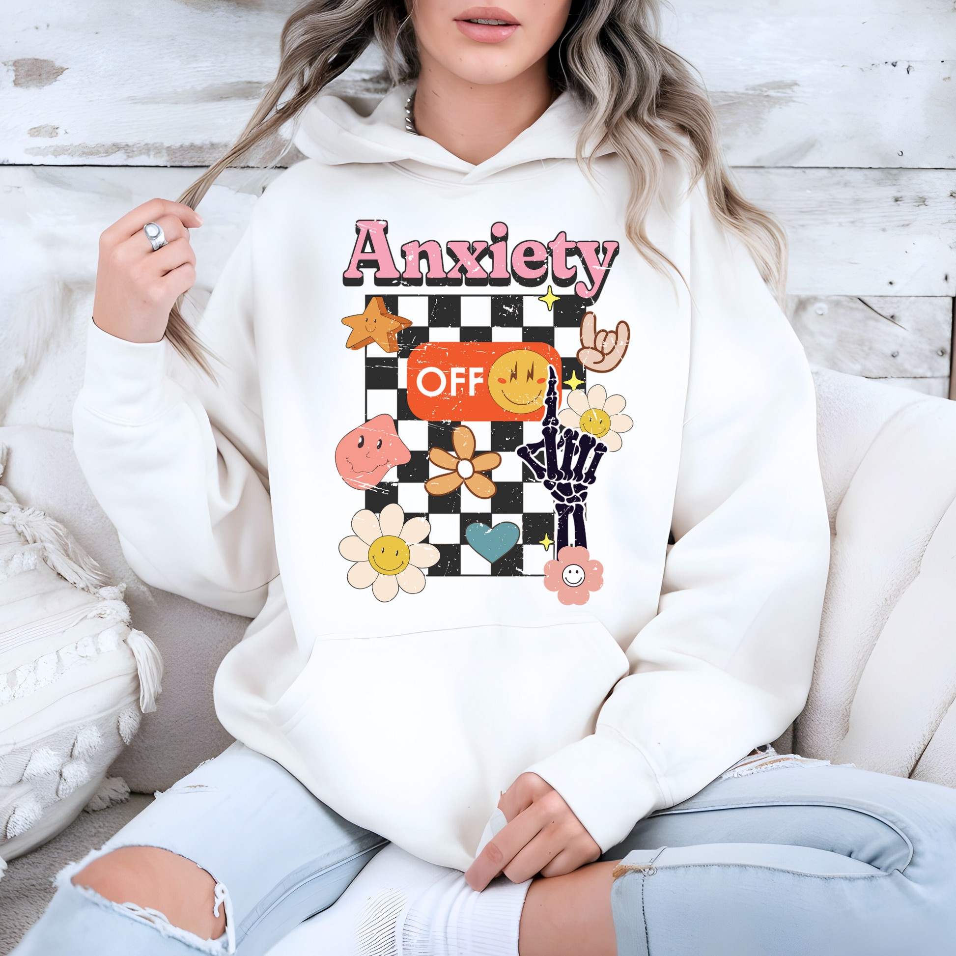 Anxiety Off Retro Mental Health Awareness Hoodie
