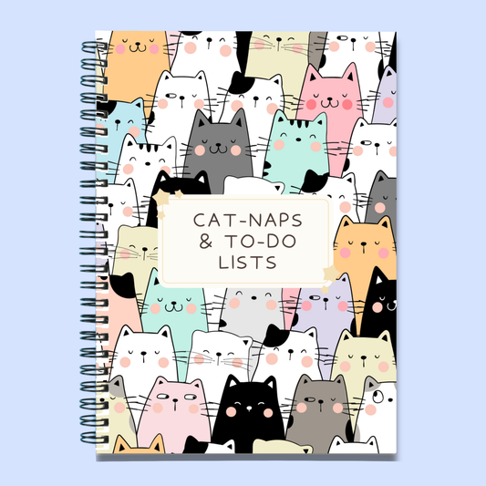 Cat-naps & to-do lists cute kawaii doodle cat lovers notebook mental health tool support