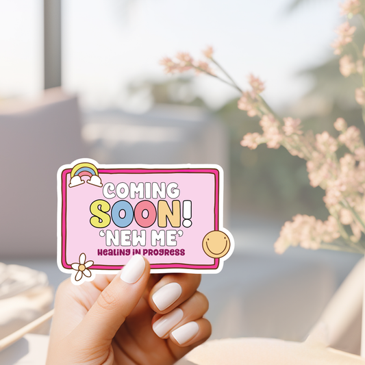 Coming Soon- New ME Cute pink retro stationery sticker journalling