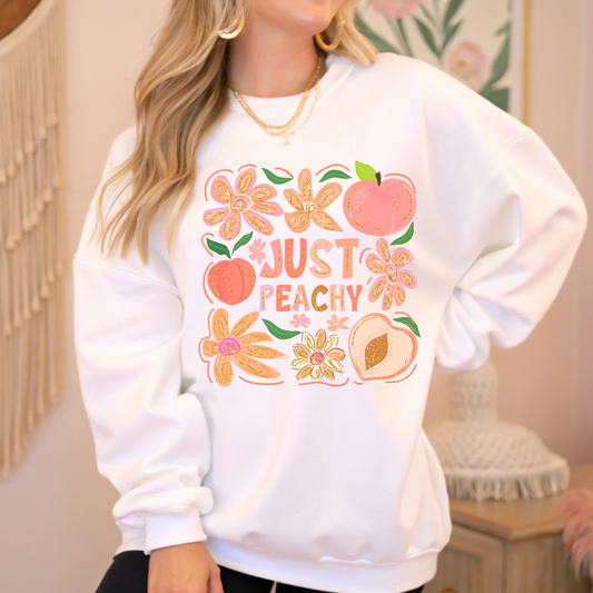 Just Peachy - Summer Mental Health Floral Sweatshirt