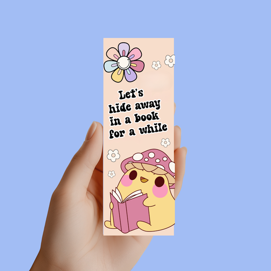 Let's hide away in a book for a while. Cute retro mushroom bookmark