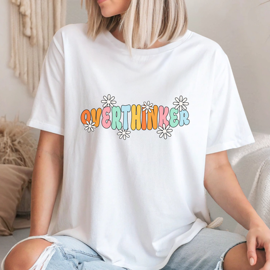 Overthinker Cute Colourful Retro Mental Health ADHD Awareness T-Shirt