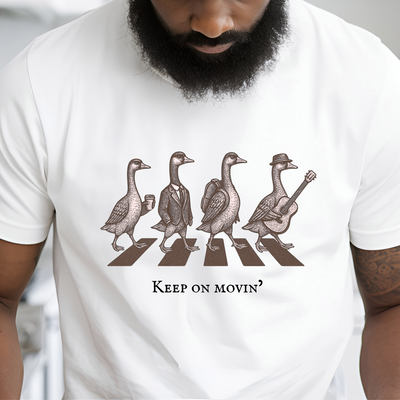 Retro goose band t-shirt inspired by Abbey Road cover