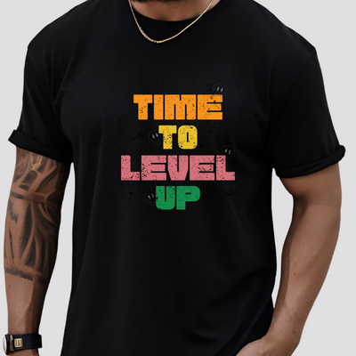 Retro mens gaming motivational shirt in neon colours