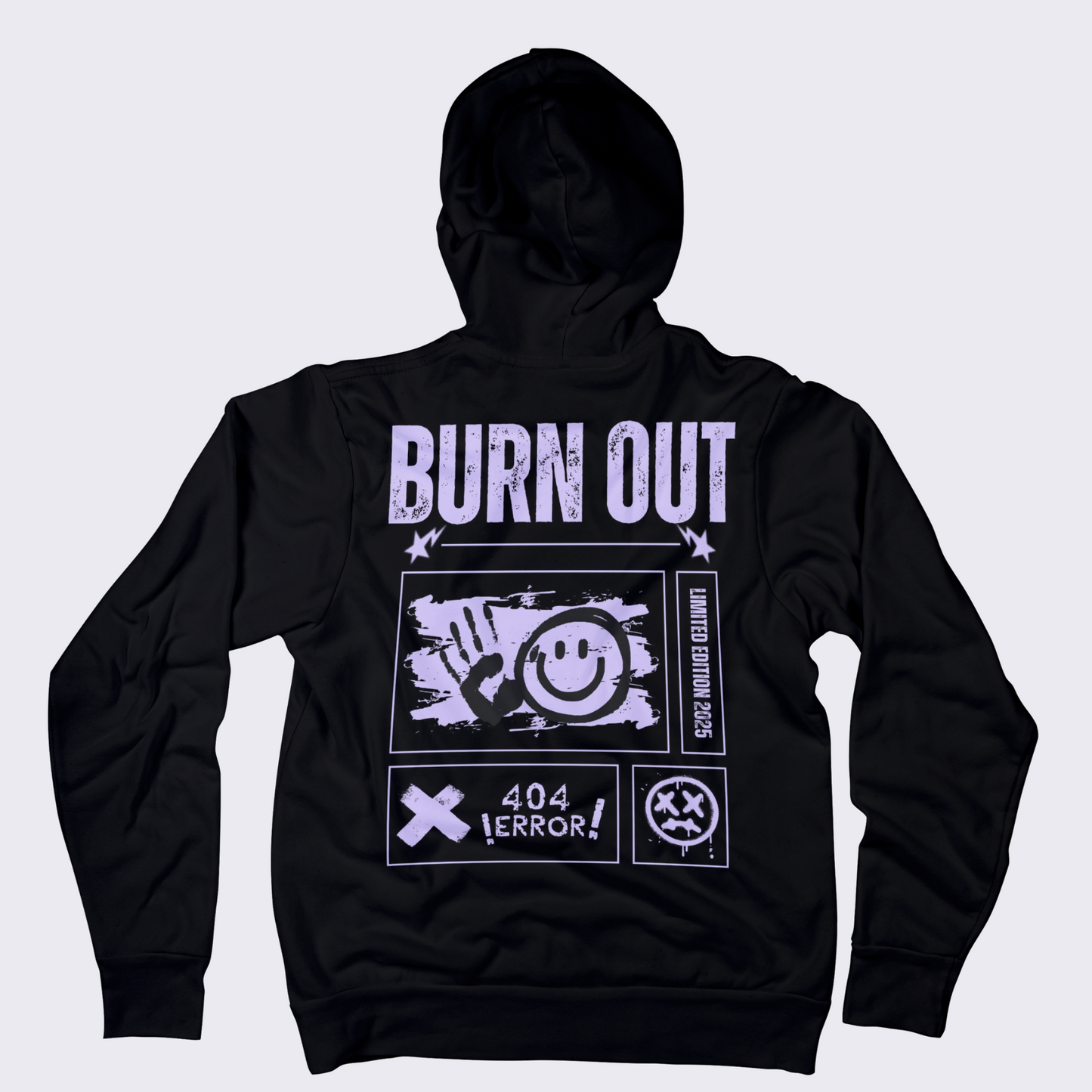 burn out tech style glitch mens mental health hoodie back print