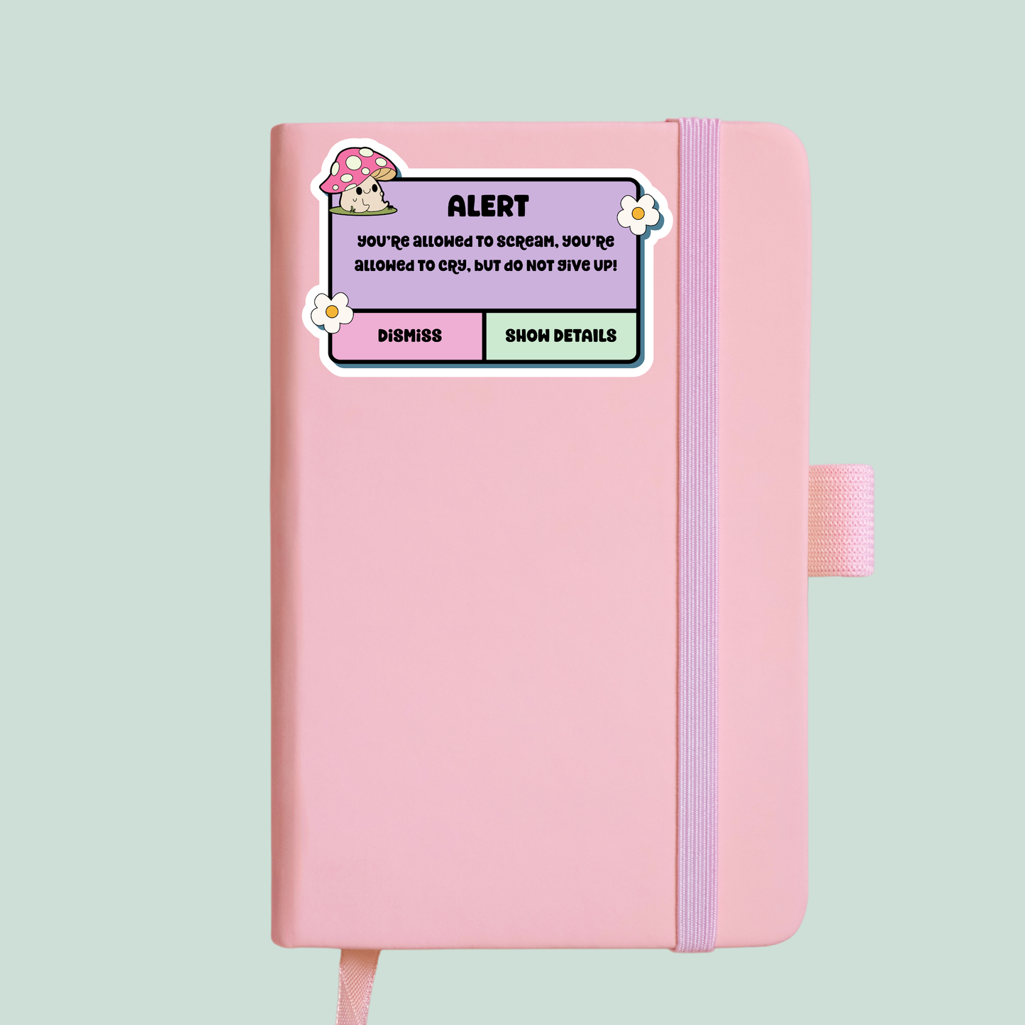 cute retro alert mental health motivational journal notebook sticker