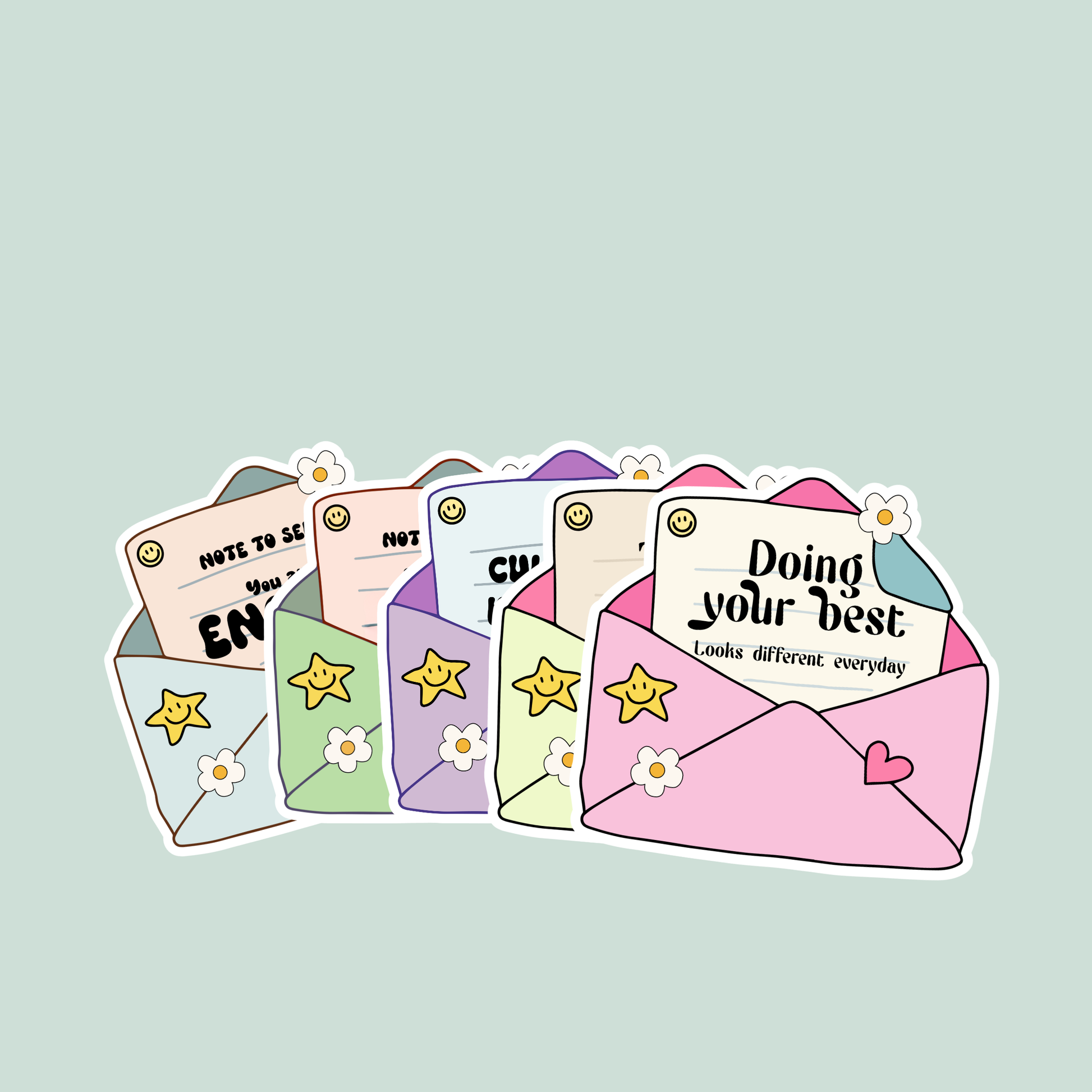 cute retro reminder envelope sticker pack of 5