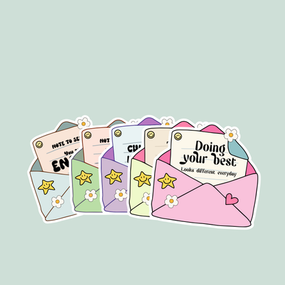 cute retro reminder envelope sticker pack of 5