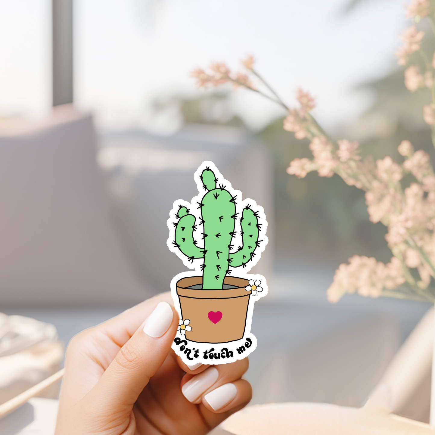 don't touch me groovy cactus sensory sticker