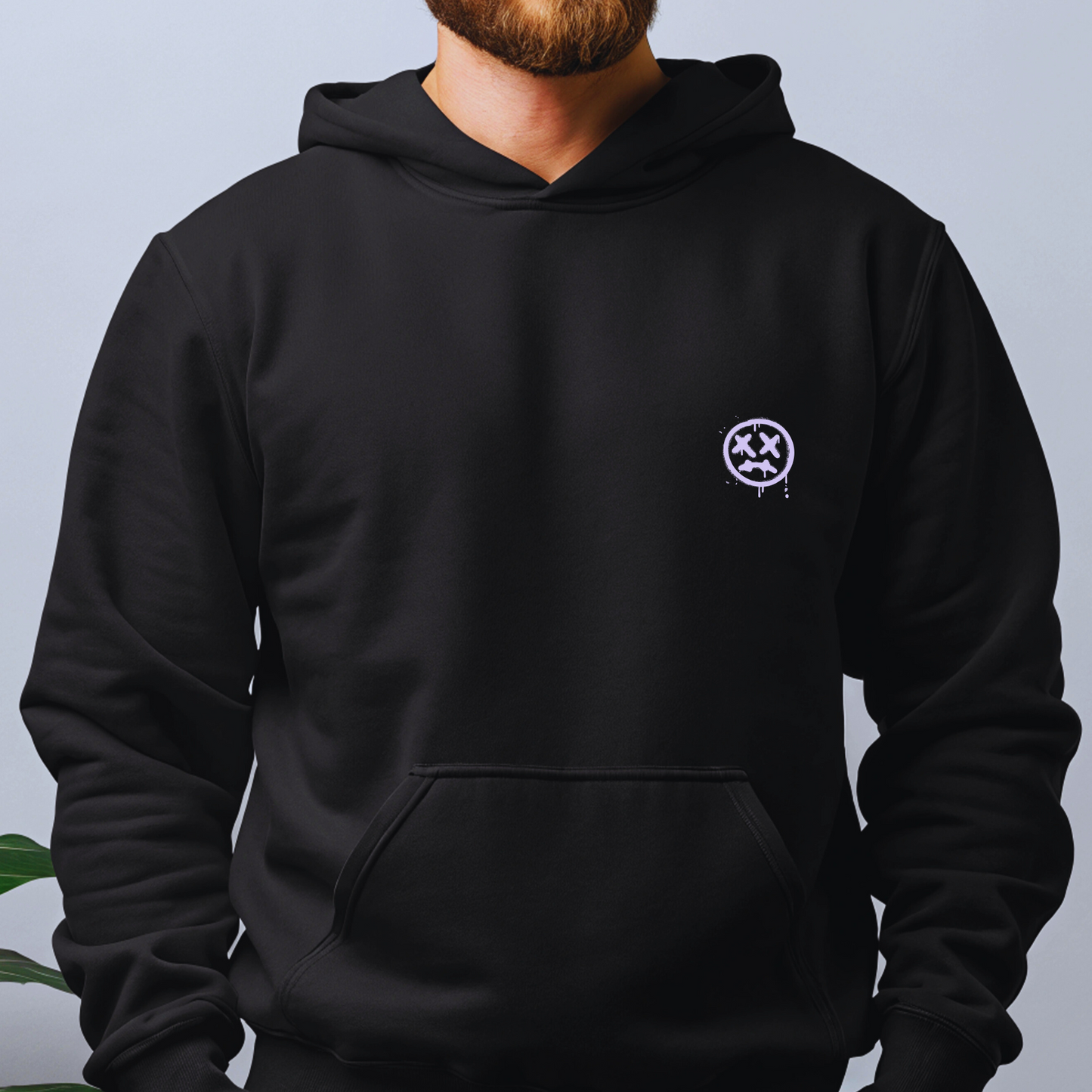 graffiti sad face front mens mental health hoodie