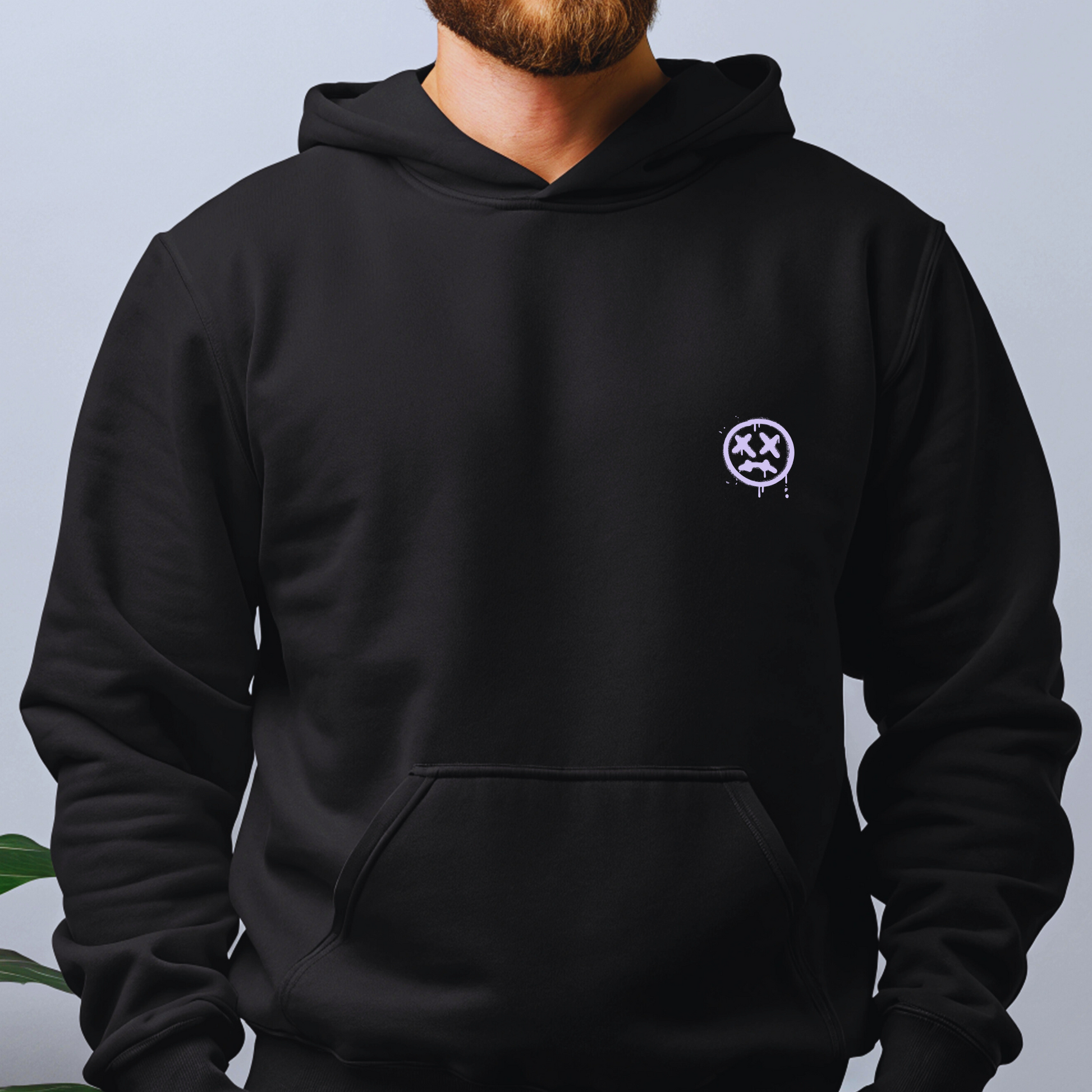 graffiti sad face front mens mental health hoodie