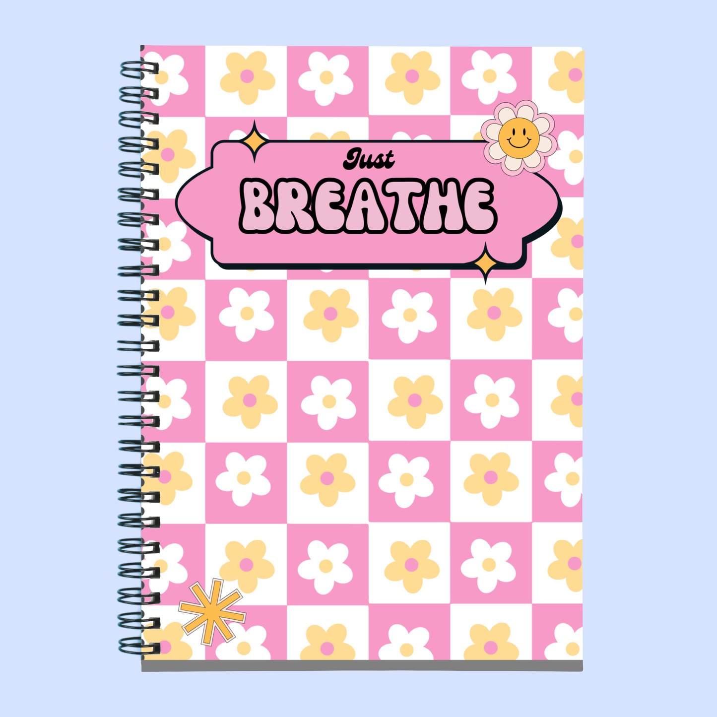 just breathe retro floral braindump notebook mental health support tool