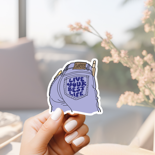 live your best life retro empowering sticker
