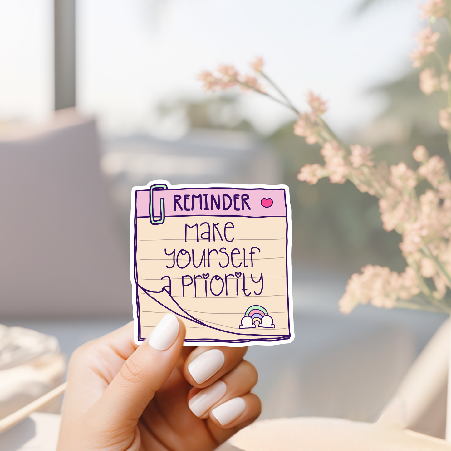 make yourself a priority cute doodle sticker for notebooks