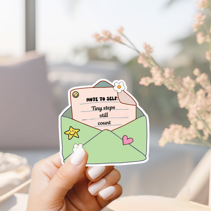 note_to_self:_tiny_steps_still_count_cute_retro_envelope_ journal_sticker