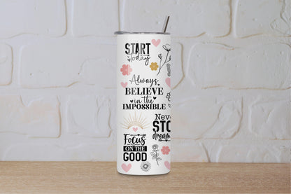 Self-Care Queen – 20oz Skinny Tumbler | Mental Health & Affirmations Gift